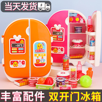 Children can talk double open large refrigerator Puzzle House simulation mini kitchen boys and girls set toys