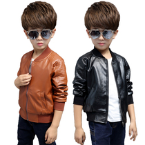 Boys coat spring and autumn 2019 new PU leather jacket 3 boys thick coat childrens trench coat 7 years old tide