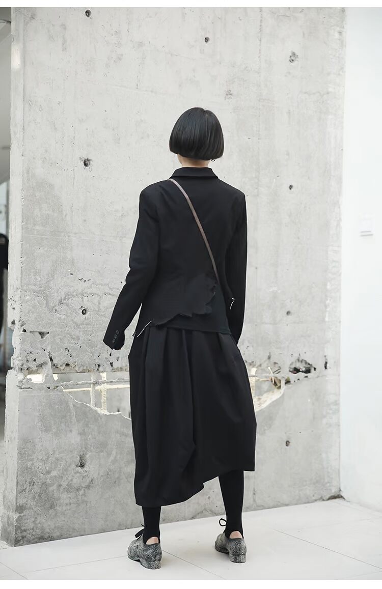 SIMPLE BLACK 2018 mùa thu đông AW gió tối zigzag Nhật Bản không đều thời trang nữ 2021
