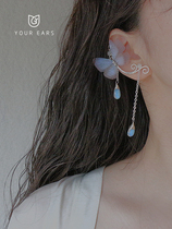 Original handmade butterfly ear clip elf earrings earrings ear clip no ear hole female sensorian ancient style Hanfu Super fairy row