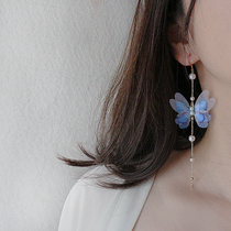 YOUR EARS original design long tassel Butterfly Super fairy temperament earless ear hole mosquito coil ear clip earrings