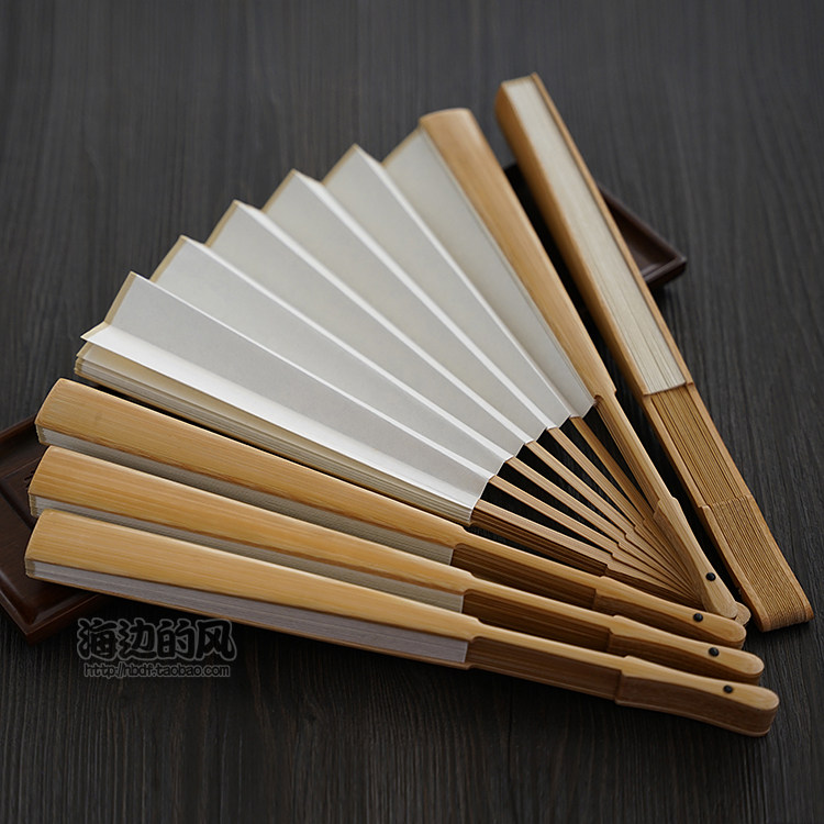 Blank fan jade bamboo rice paper play fan folding fan calligraphy painting Su Gong fan nine inch male fan