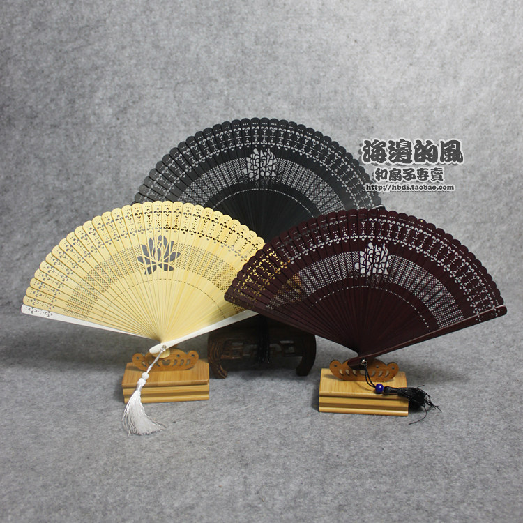 Rangli all bamboo mini hollow Japanese fan bamboo fan craft gift female fan lotus peony lotus