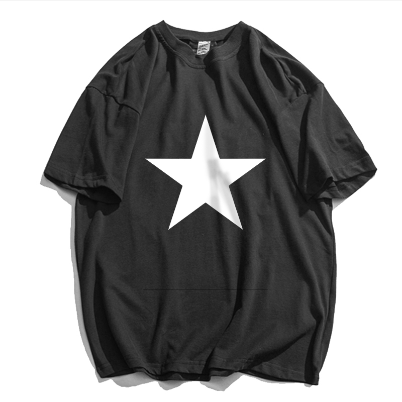 Spicy Teacher Style Men's Clothing Five-Pointed Star Short-Sleeve T-Shirt for Male Teenagers and Students, Summer Pure Cotton Trendy T-Shirt