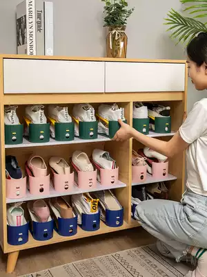 Shoe cabinet storage shoe rack Simple adjustable double-layer shoe rack integrated shelf Space-saving shoe storage artifact