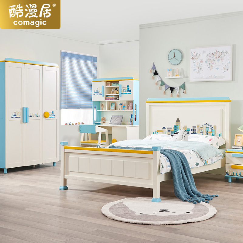 Cool manju children's bed boys and girls single bed children's room furniture combination solid wood bedroom combination children's furniture