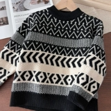 Модный трикотажный свитер для мальчиков, подходит для подростков, увеличенная толщина