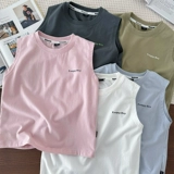 Хлопковая майка для мальчиков для отдыха, летняя тонкая футболка без рукавов, круглый воротник, подходит для подростков