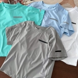 Дышащая быстросохнущая летняя эластичная спортивная футболка с коротким рукавом для мальчиков, подходит для подростков, круглый воротник