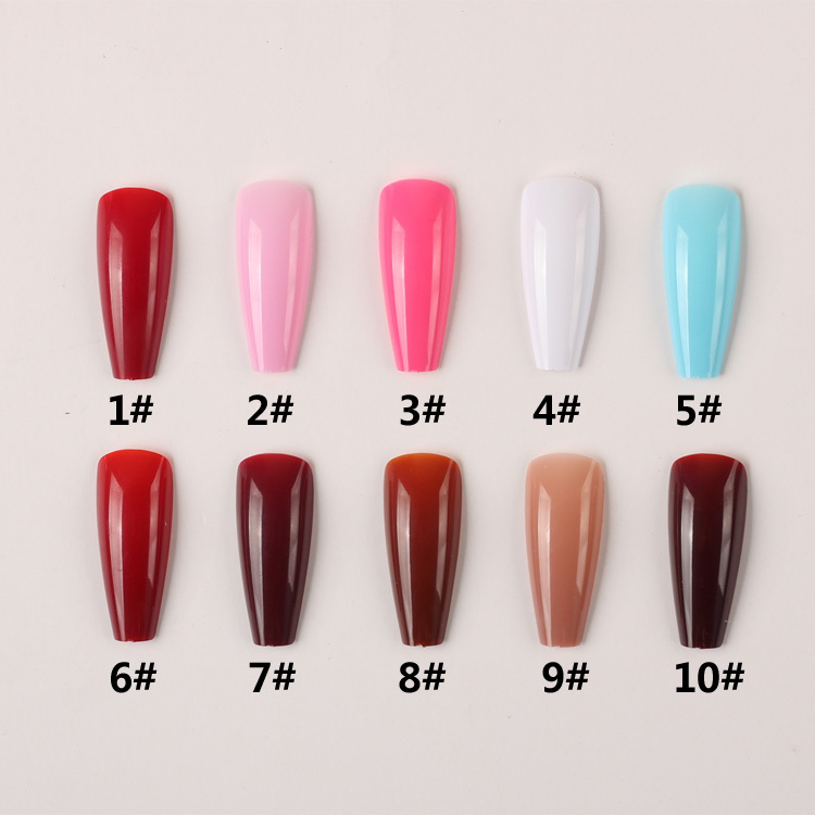 Nail Stickers, Fake Nails, Full Cover T-Shaped Nails, Nude Skin Color, Extended Coffin Nails, Ballet Style, 40 Colors, Wearable, Sheer
