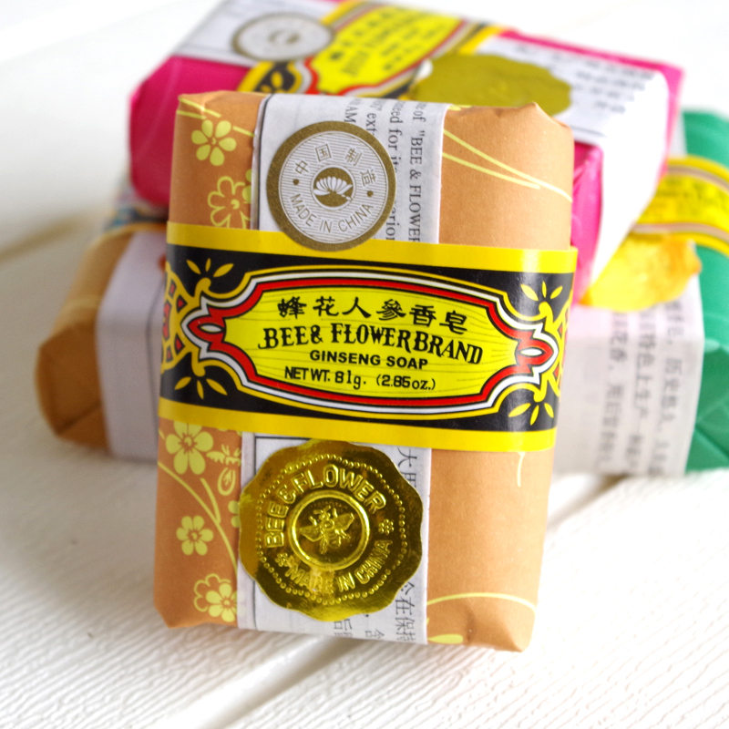 Shanghai Bee Flowers Sandalwood Ginseng Soap 81 gr Bee Flowers Ginseng Soap bath soap Soap Wash Hands Ginseng Soap