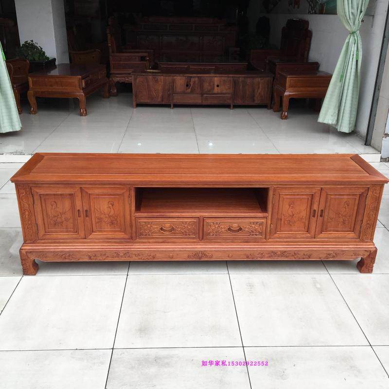 Chinese style whole solid wood ground cabinet Pineapple Lattice Wood Living Room LCD TV Cabinet Flowers Pear Wood Imported Red Wood Factory Direct