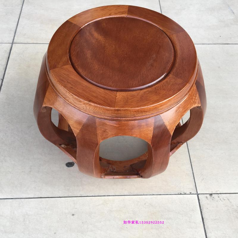 Mahogany ancient stool pineapple lattice wood drum pier embroidered pier full solid wood sofa side stool coffee table side chair retro stool factory direct sales