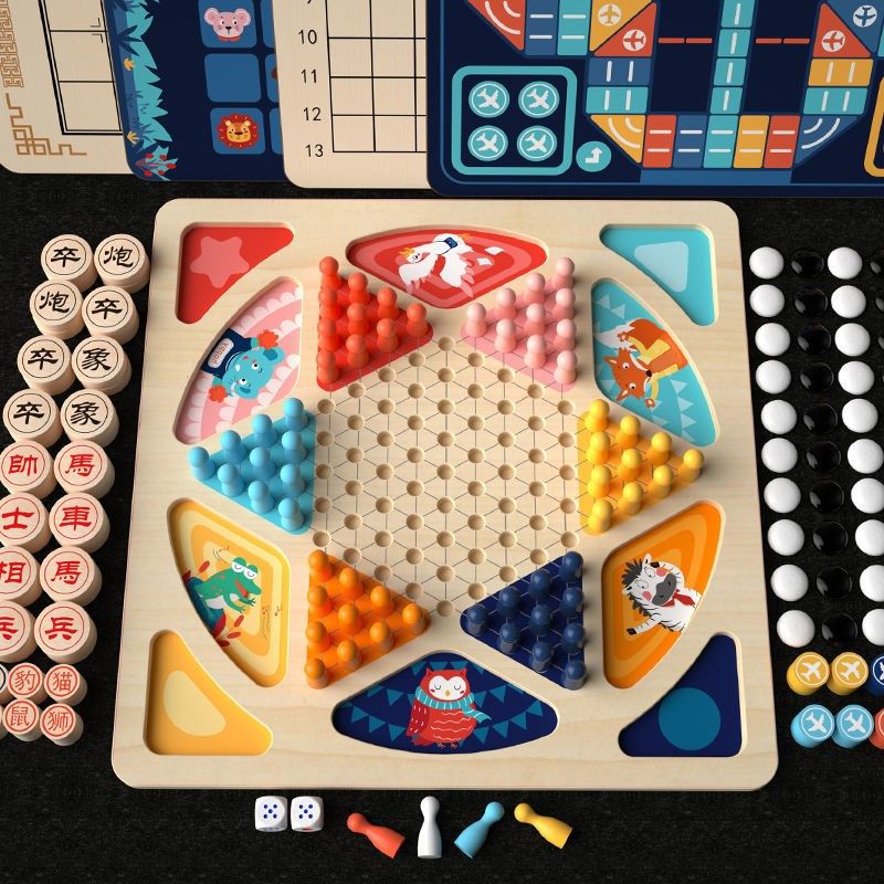 Flying chess backgammon children's checkers chess flag fighting beast chess board game adult educational toys primary school students