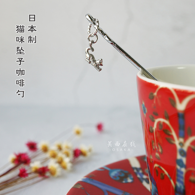 Spot : Japanese metal stainless steel cat crash coffee spoon ; mix spoon cute exquisite cartoon