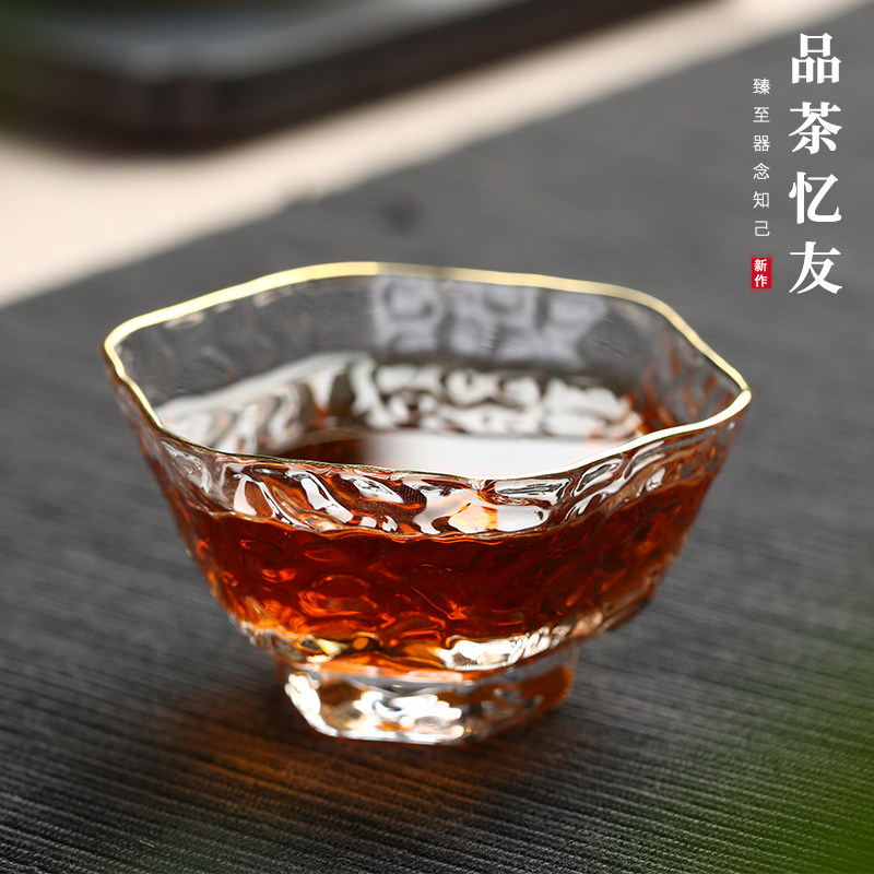 Day Style Hammer Print Drinking Water Cups Home Handmade Glass Pint Cup Teacup Cup Tasting Cup Master Cup Green Tea Cup-Taobao
