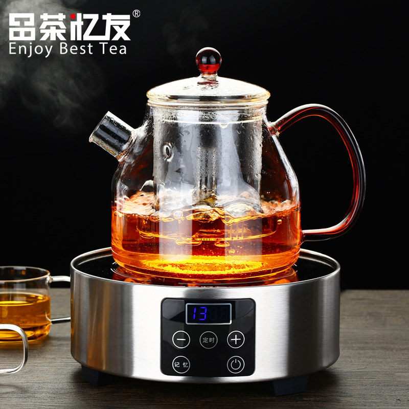 Tea Yiyou Glass Teapot Teapot Home Office Black Crystal Furnace Resistant High Temperature Tea Steamer Teapot