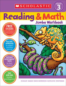 英文原版 学乐阅读&数学练习册：3年级 Reading & Math Jumbo Workbook: Grade 3