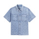 GXG men's full body jacquard casual denim short-sleeved loose shirt jacket men's tops 24 summer ສິນຄ້າໃຫມ່