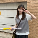 Японская белая футболка, лонгслив, с вышивкой, короткий рукав, коллекция 2023