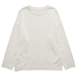 Футболка, белый базовый приятный телу осенний лонгслив, оверсайз