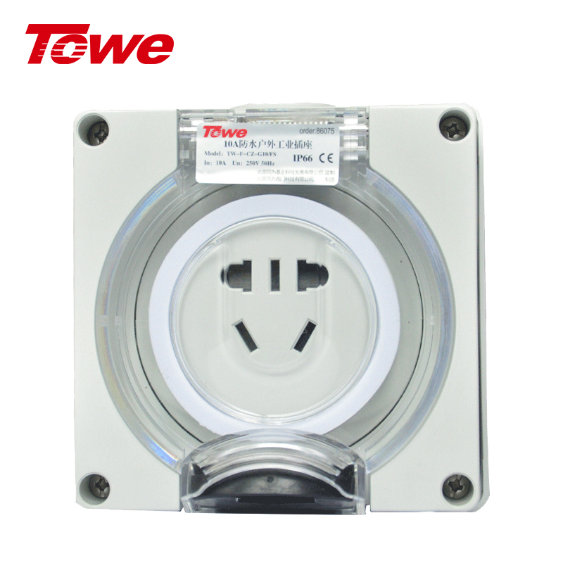 TOWE both outdoor waterproof socket Outdoor rain-proof dressing room Bathroom Ming fit 16a Power socket Five holes