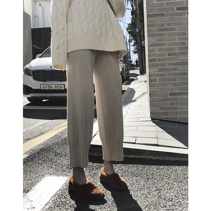 Pregnant Woman Knit Grandma Pants Spring Autumn Thickened Loose Broadlegged Pants Fall Casual Pants Kharen Pants Outside Wearing Pregnancy