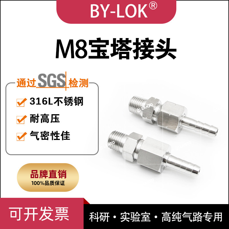 316L不锈钢1/4NPT螺纹宝塔头M8M16宝塔转接活头氨气减压阀接软管