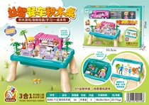 Dibeixing 6088-112 childrens educational dining car building block table early education assembly game painting graffiti board toy