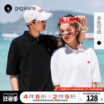 gxgjeans mens polo shirt mens summer fashion brand ins Japanese embroidery couple lapel short-sleeved T-shirt mens fashion