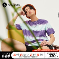 gxgjeans mens summer hot item personality tie-dye printing embellishment casual round neck short-sleeved T-shirt mens tide