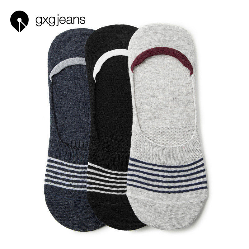 gxgjeans men's 2020 summer new three pairs of socks stripe contrast color comfortable breathable boat socks set men