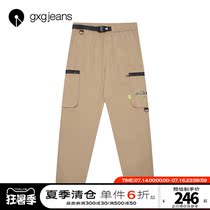 gxgjeans mens clothing 2021 spring new street function multi-pocket overalls drawstring casual pants mens trend