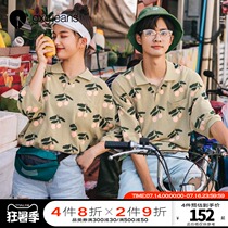 gxgjeans mens summer item couple short-sleeved polo small fresh mens trend casual loose lapel T-shirt