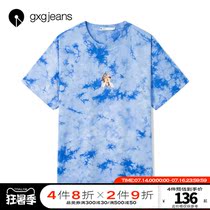 gxgjeans mens summer hot item round neck short sleeve T-shirt mens trend Korean version tie-dye casual round neck T-shirt