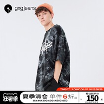 gxgjeans mens 2021 spring new t-shirt mens trend tie-dyed round neck casual printing loose t-shirt ins