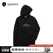 gxgjeans mens 2019 winter new black trend embroidery hooded sweater male chest pocket