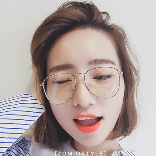 Phong cách Harajuku hộp lớn mặt mỏng chuỗi mặt kính rung động khuôn mặt đồng bằng nữ Nhật Bản mềm mại chị em tròn mặt với cận thị kính chống ánh sáng xanh