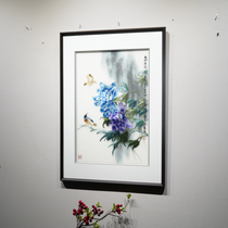 New Chinese style peony flower and bird picture small restaurant aisle porch living room decoration painting pure hand embroidery Su embroidery