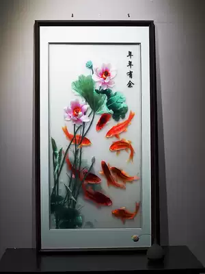 New Chinese handmade embroidery embroidery art has more than one year's meaning. The porch corridor living room decoration painting with frame