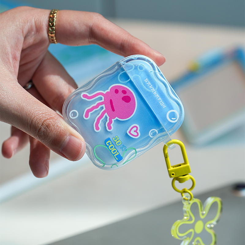 Ocean Bubble Flowers] Banana Fish Original Application Apple airpods3 Transparent Cute Headphone Protective Sleeve Airpods Pro2 Generation Bluetooth Silicone Gel Headphone Shell Cute Sponge Baby Softshell