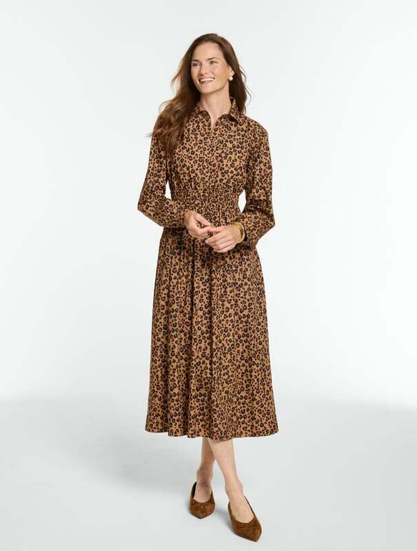 Talbots Leopard Print Dress September Elastic Waist 100% Cotton Includes Direct Shipping Talbots Leopard Print Dress September Elastic Waist 100% Cotton Includes Direct Shipping