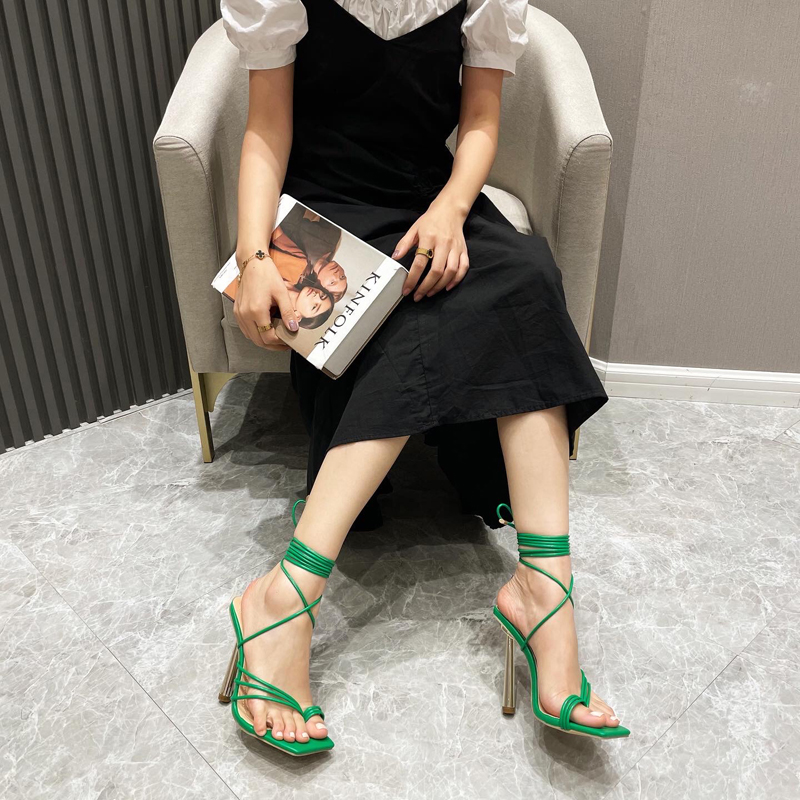 square toe Clipped toe solid color high-heeled sandals NSGXL117087