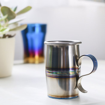 Authentic Japanese Maverick Titanium Alloy Cup Mug Motorcycle Exhaust Pipe Titanium Burn Design Made in Japan