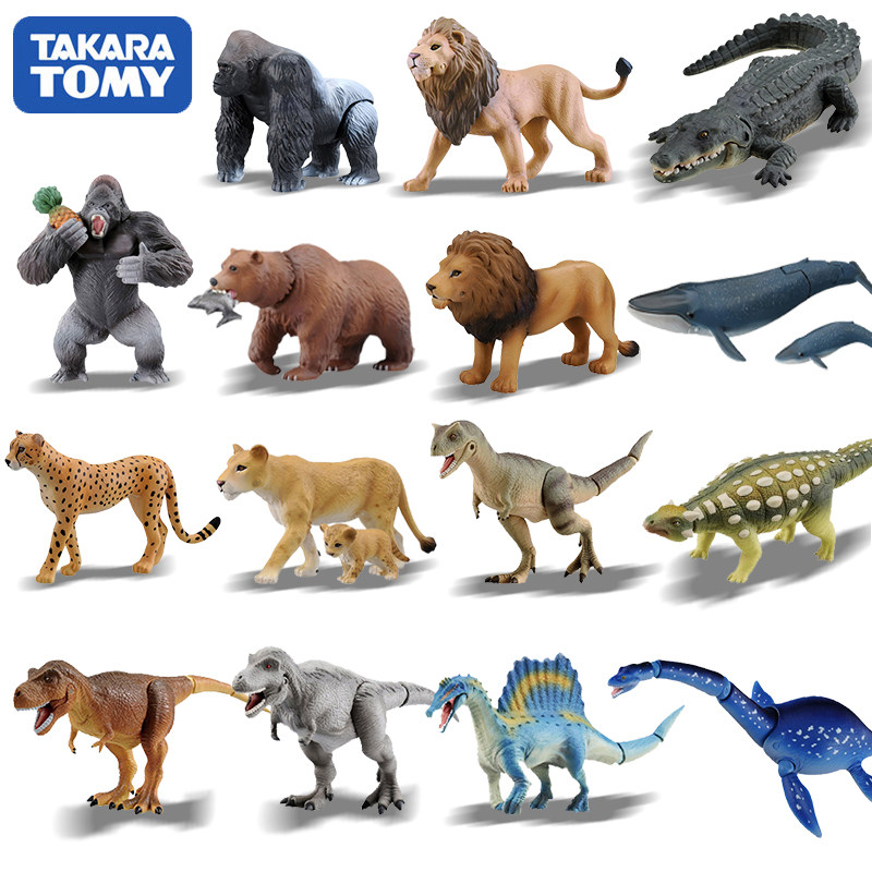 TOMY Domica Simulation Animal Model Small Dinosaur Toy Tyrannosaurus Rex Crocodile Triceratops Gorilla Xun Menglong