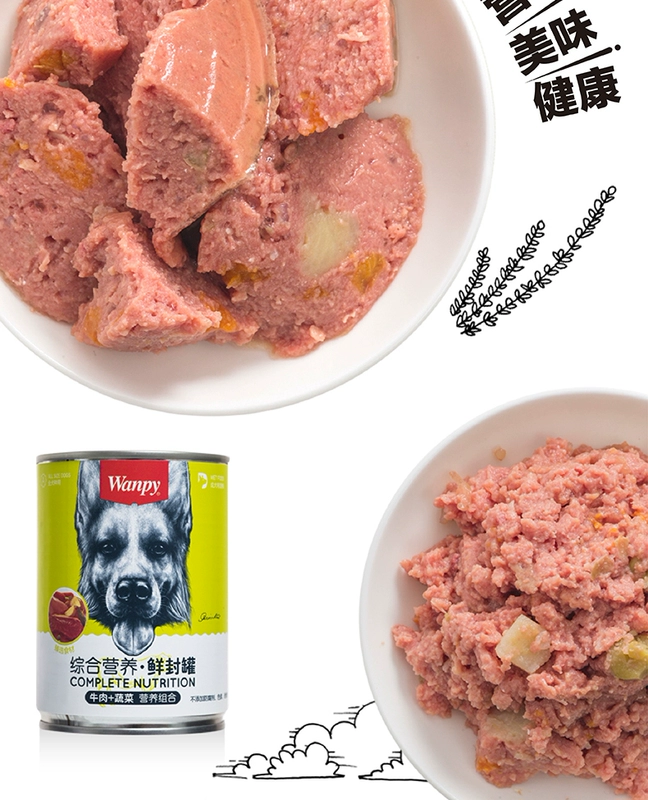 Chó nghịch ngợm đóng hộp 375g * 6 lon Thịt bò Rau gà đóng hộp tươi đóng hộp chó ăn nhẹ chó con chó lớn đóng hộp - Đồ ăn vặt cho chó royal canin giá rẻ