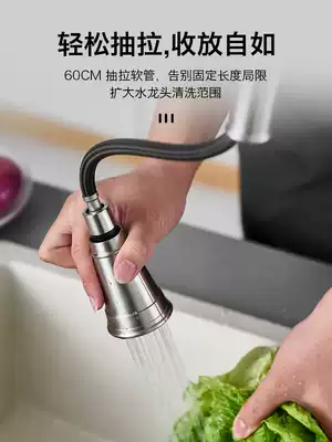 Wankang 304 stainless steel kitchen faucet household American vegetable washing basin can be drawn hot and cold single faucet