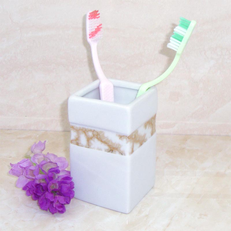 Ceramic mouthwash cup brushing wash cup dental jar comb pen container desktop cosmetics storage box toothpaste holder