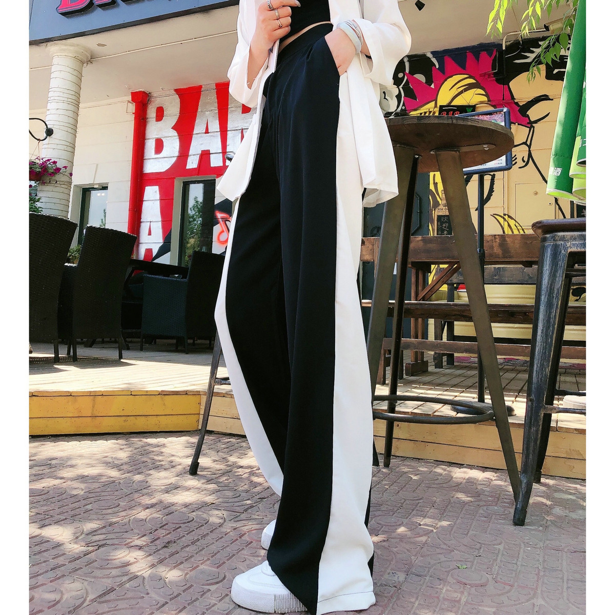 MMJC Cat Cat Family Lengthened Women Pants Tug Pants Straight Barrel Pants 175 Tall Taller Pituitary Pants Wide Fit Pants Broadlegged Pants