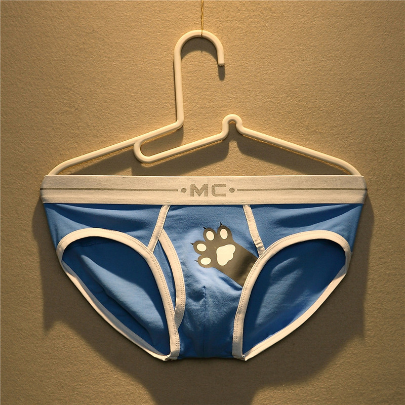 3-Pack of Men's Cute Cartoon Pure Cotton Underwear, Low-Waist Sexy Breathable Briefs, Youth Stylish Trendy Underwear